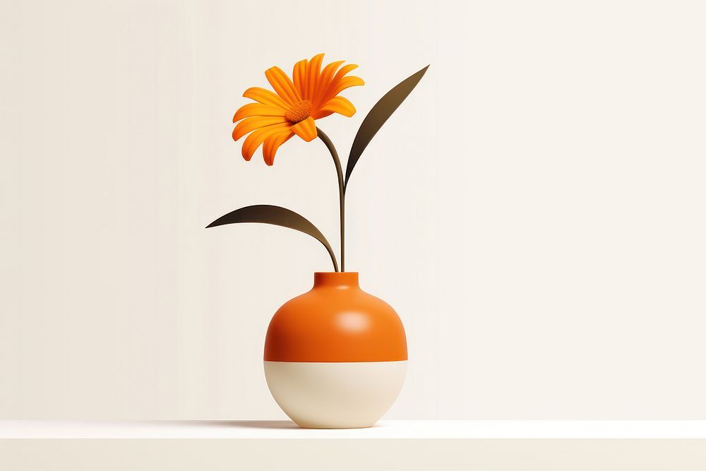 Flower vase plant arrangement. AI generated Image by rawpixel.