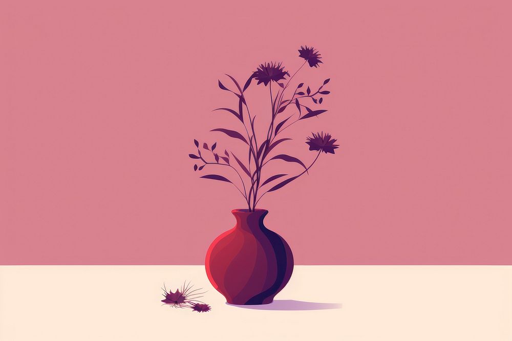 Dry flower vase purple plant. AI generated Image by rawpixel.