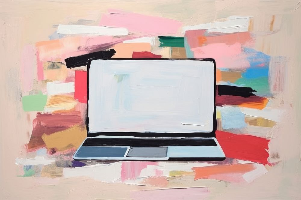Laptop art computer painting. AI generated Image by rawpixel.