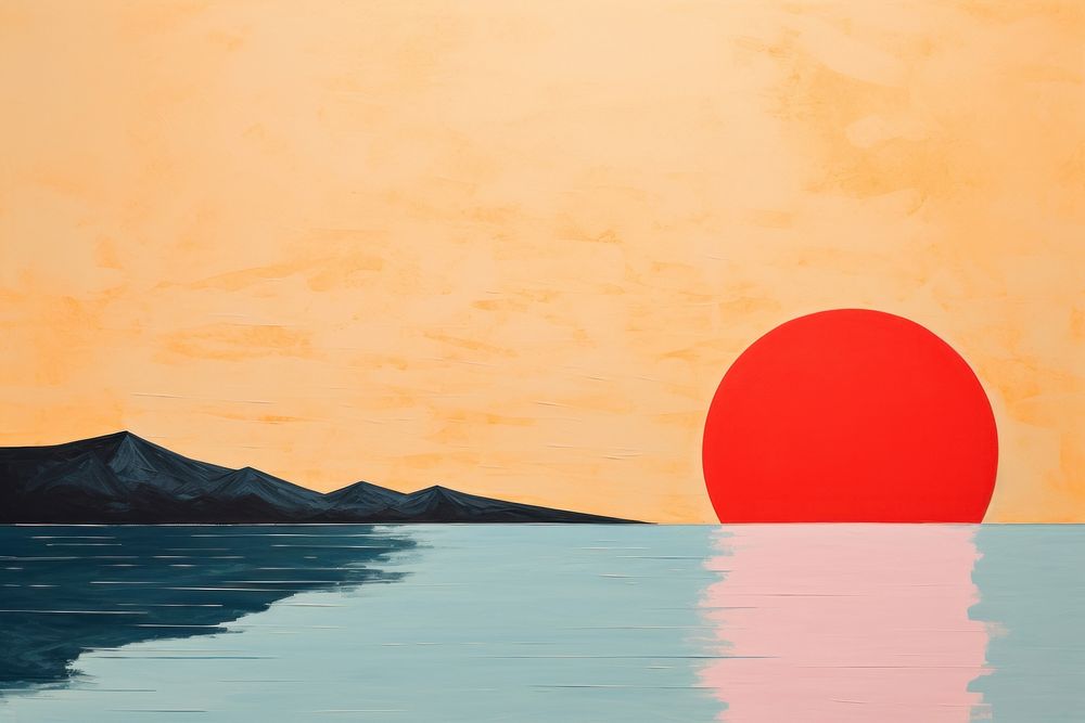Lake outdoors painting horizon. AI generated Image by rawpixel.