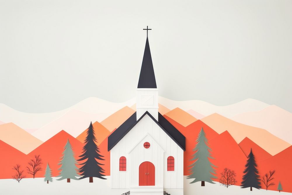 Church architecture building painting. AI generated Image by rawpixel.