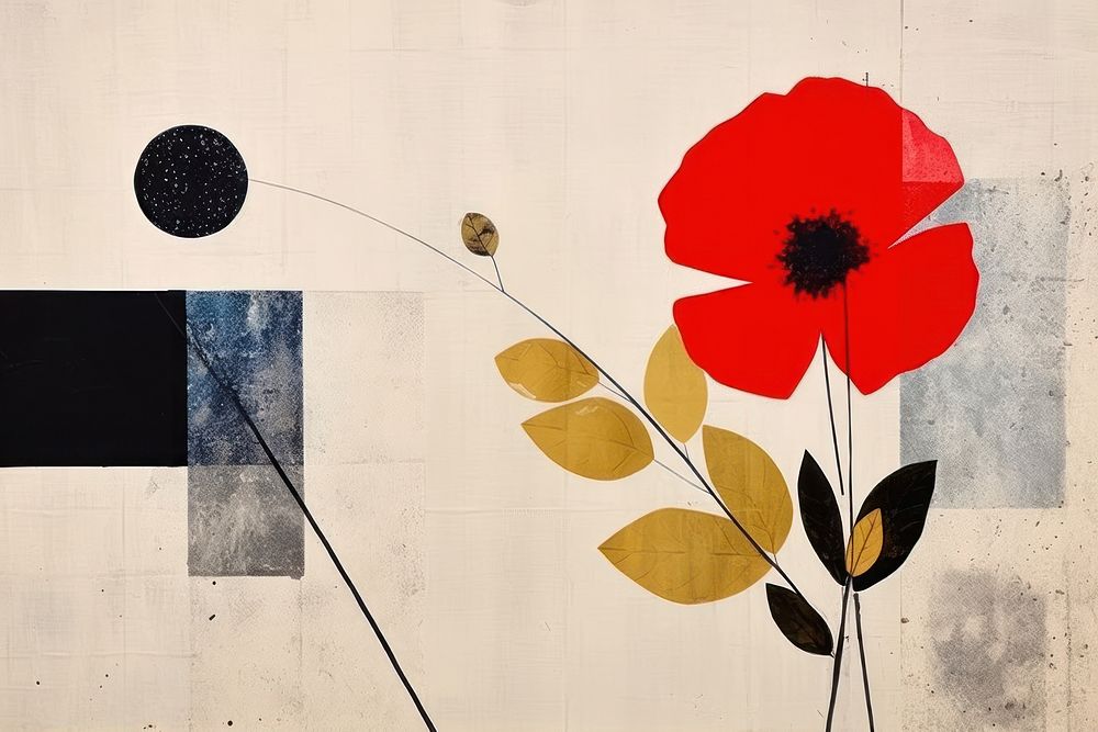 Japan art flower painting poppy. AI generated Image by rawpixel.