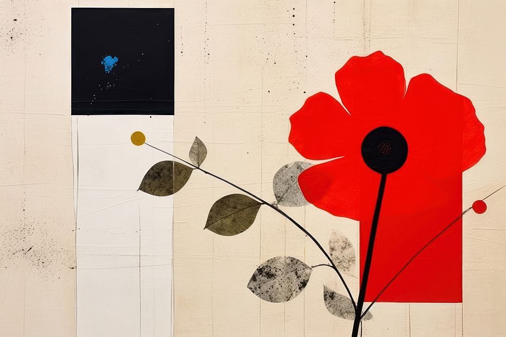 Japan art flower painting poppy. AI generated Image by rawpixel.