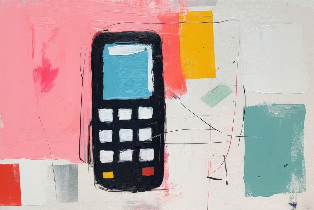 Mobilephone art painting mathematics. AI generated Image by rawpixel.