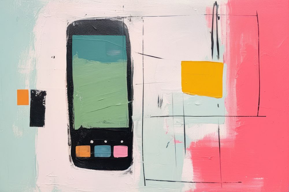 Mobilephone art painting electronics. AI generated Image by rawpixel.