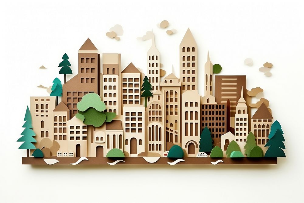 City craft art white background. AI generated Image by rawpixel.