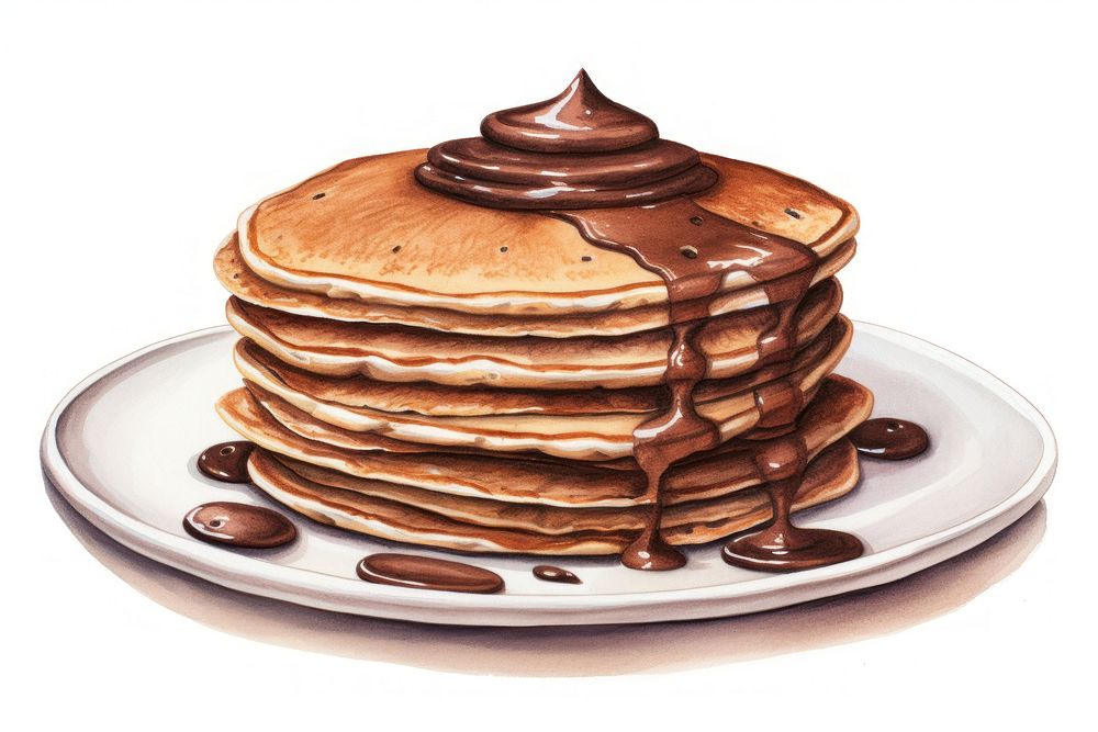 Pancake plate chocolate food. AI generated Image by rawpixel.
