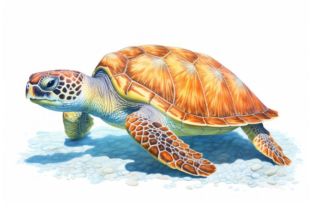 Sea turtle reptile drawing animal. AI generated Image by rawpixel.