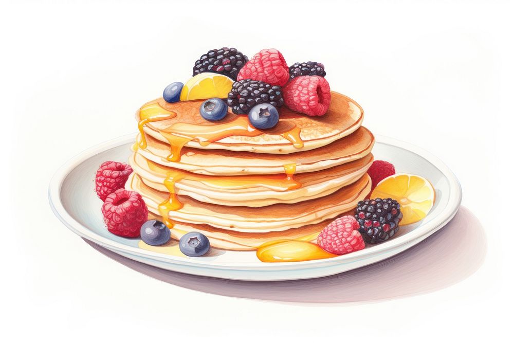 Pancake fruit dessert berry. AI generated Image by rawpixel.