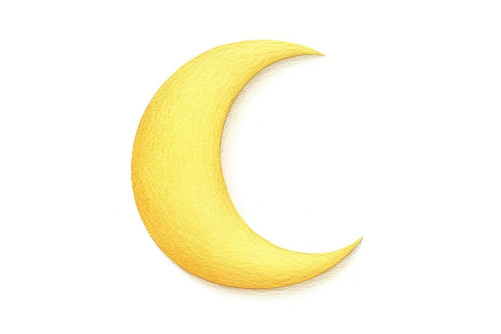 Yellow crescent moon nature night white background. AI generated Image by rawpixel.