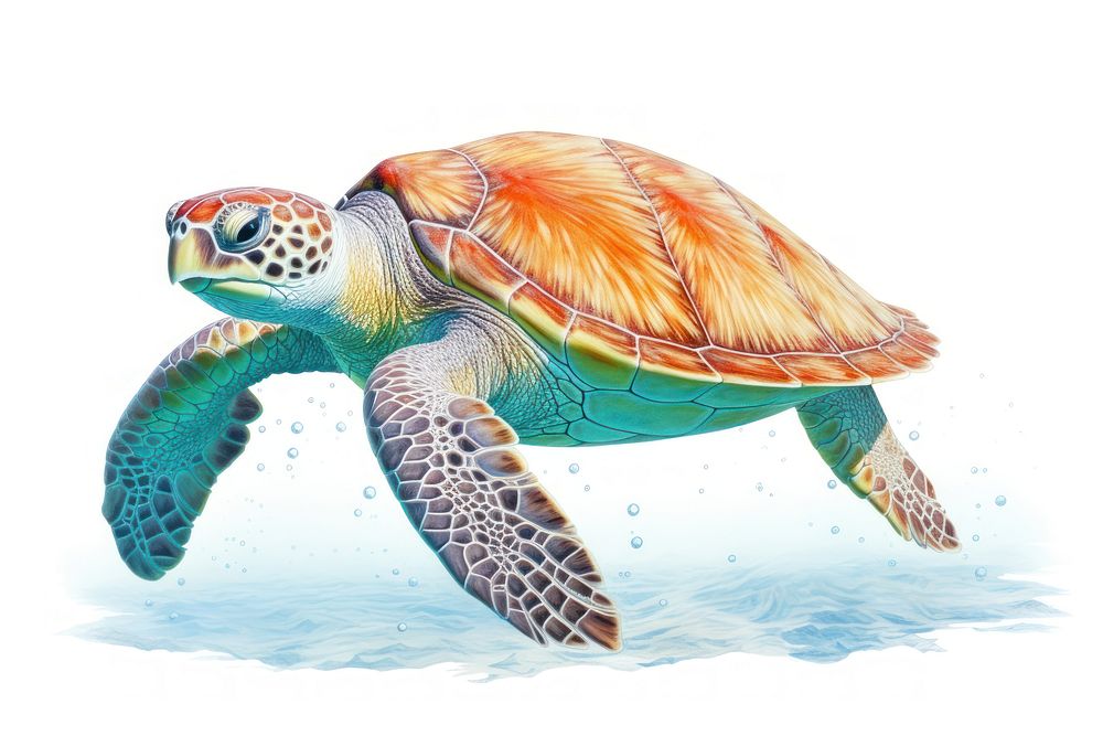 Sea turtle reptile drawing animal. 