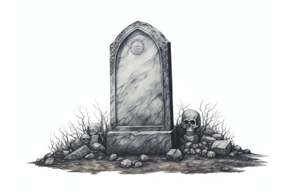 Memorial tombstone drawing white background spirituality. AI generated Image by rawpixel.
