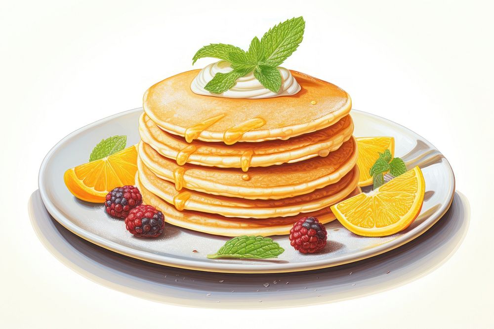 Pancake fruit plate food. AI generated Image by rawpixel.