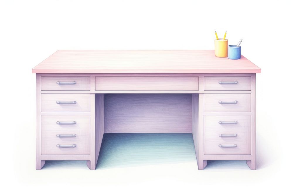 Desk furniture table white background. AI generated Image by rawpixel.