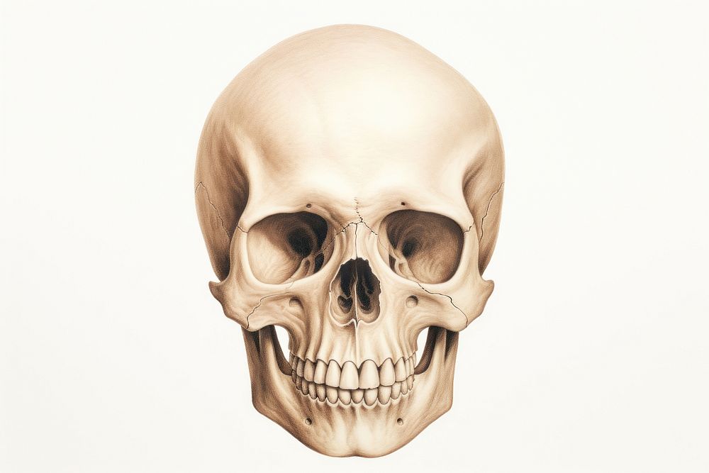 Skull white background anthropology anatomy. AI generated Image by rawpixel.