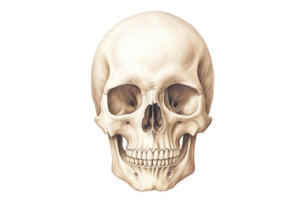 Skull white background anthropology science. AI generated Image by rawpixel.