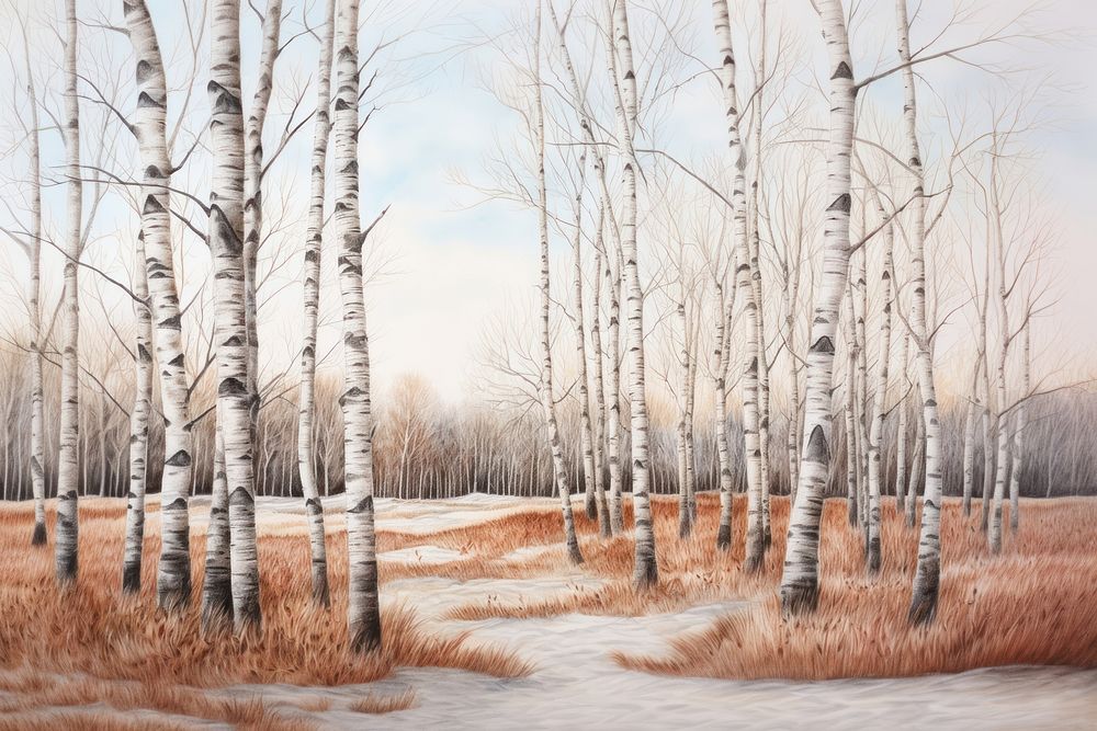 Birch Trees birch tree landscape. 