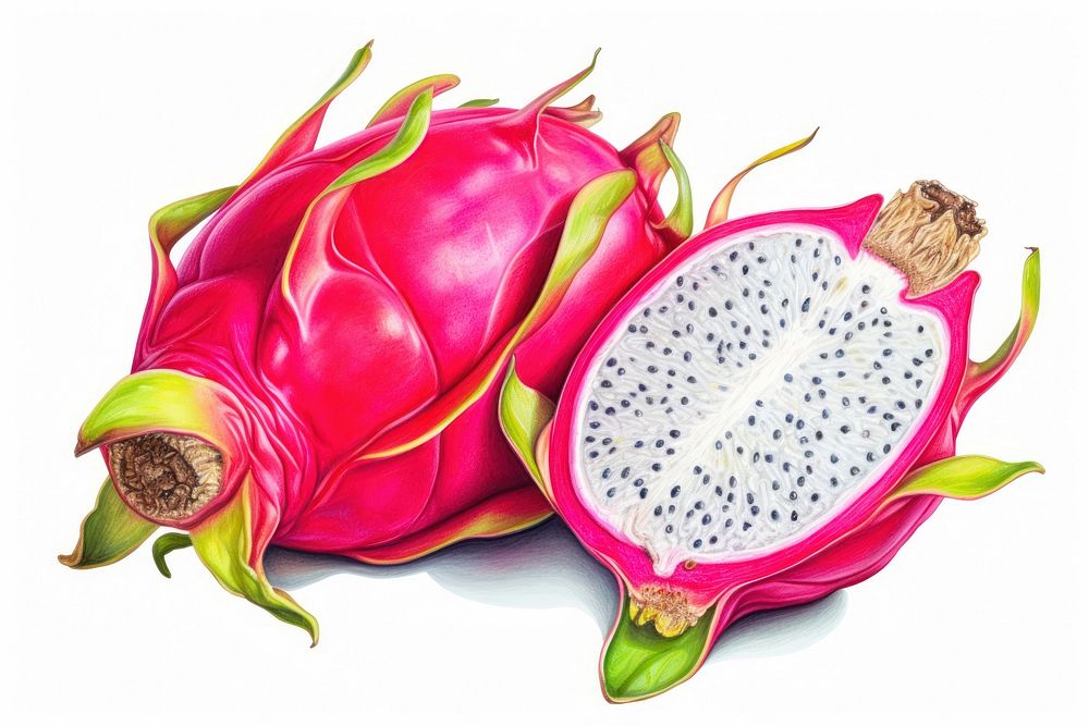 Dragon fruit plant food white background. AI generated Image by rawpixel.