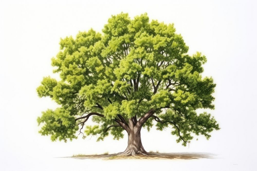 Oak tree drawing plant white background. AI generated Image by rawpixel.