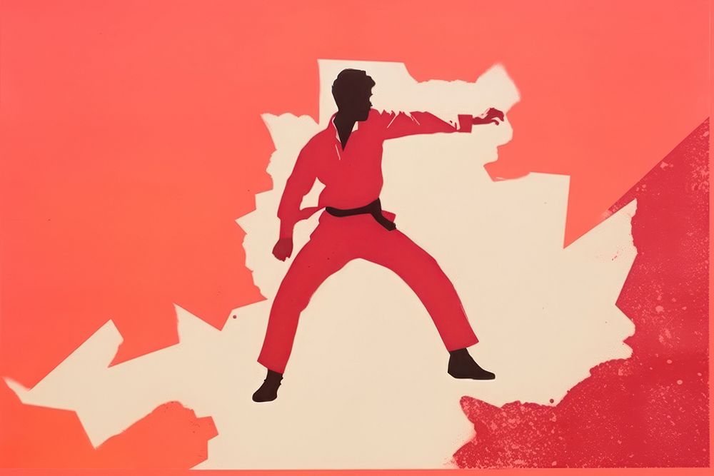 Karate player adult art splattered. AI generated Image by rawpixel.