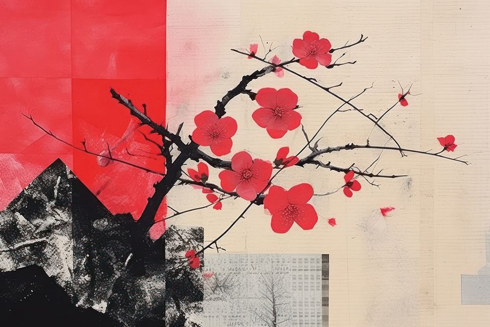 Sakura flower plant art. AI generated Image by rawpixel.