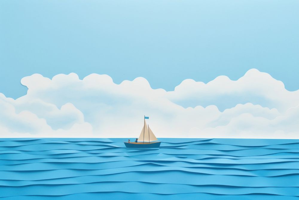Ocean boat sky watercraft. AI generated Image by rawpixel.