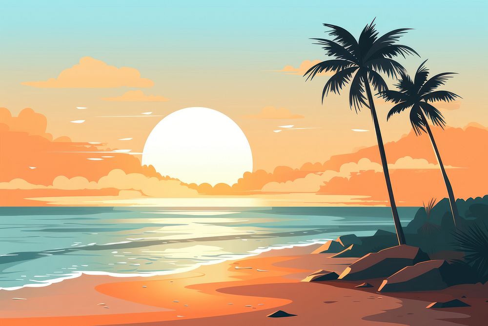 Midday sun summer beach landscape. AI generated Image by rawpixel.