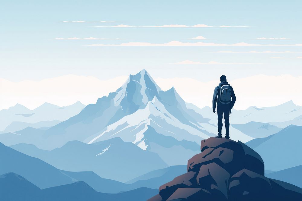 Men Backpacker mountain backpack adventure. AI generated Image by rawpixel.