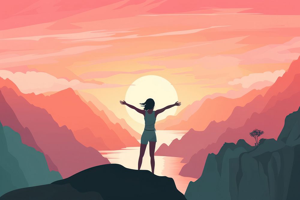 Woman arms outstretched outdoors nature adult. AI generated Image by rawpixel.