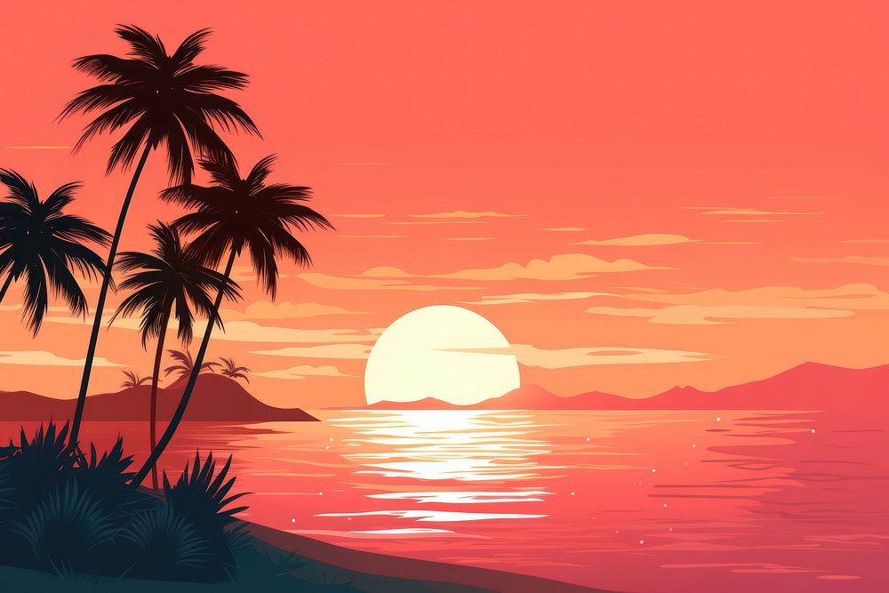 Sunset summer beach landscape. AI generated Image by rawpixel.