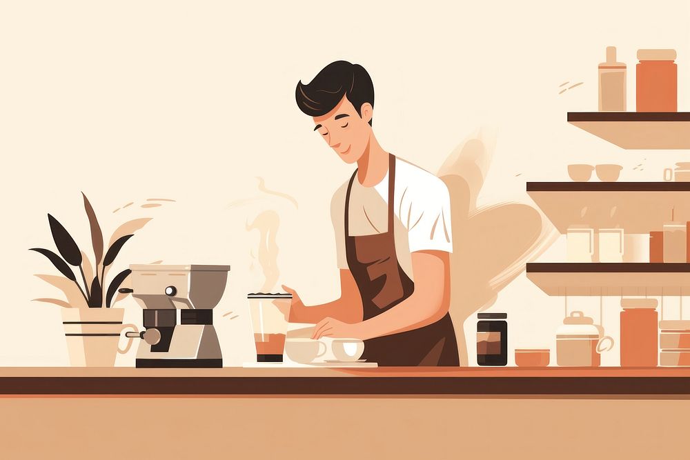 Barista working adult cafe. AI generated Image by rawpixel.