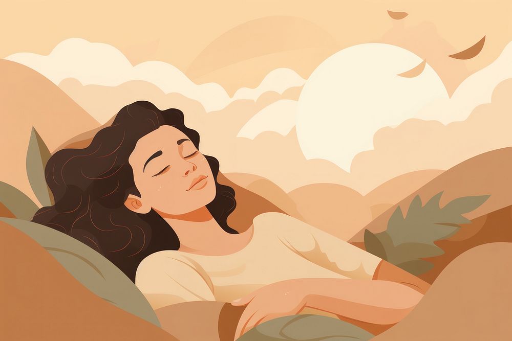 Person falling asleep sleeping adult contemplation. AI generated Image by rawpixel.