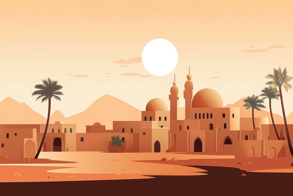 Desert city architecture building outdoors. AI generated Image by rawpixel.