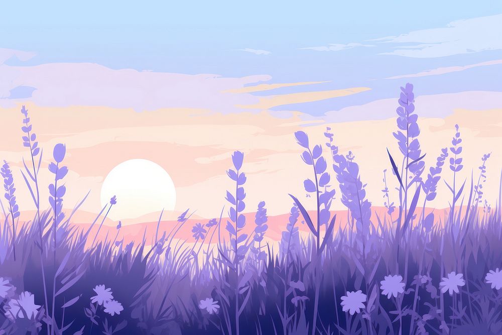 Sun kissed lavender garden backgrounds landscape outdoors. AI generated Image by rawpixel.