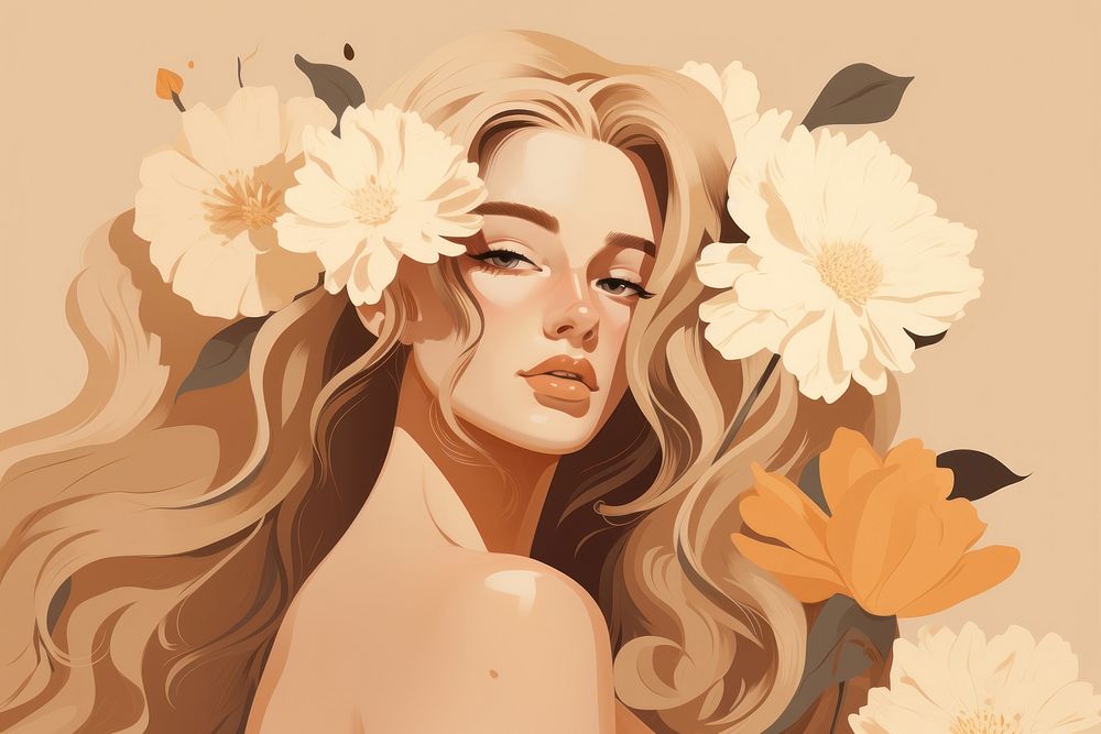 Beauty floral portrait flower adult. AI generated Image by rawpixel.