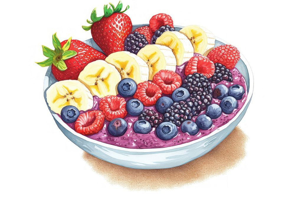 Bowl strawberry blackberry blueberry. AI | Free Photo Illustration ...
