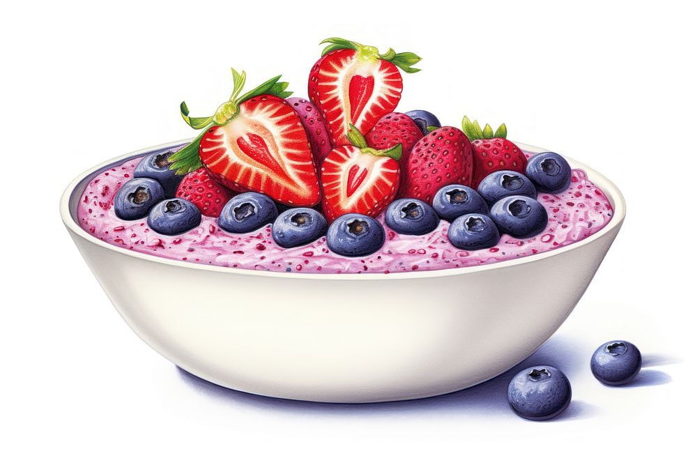 Acai bowl strawberry blueberry dessert. | Free Photo Illustration ...