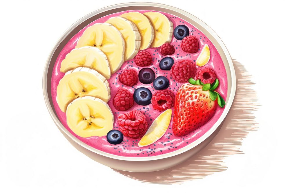 Healthy Smoothie bowl strawberry raspberry blueberry. AI generated Image by rawpixel.