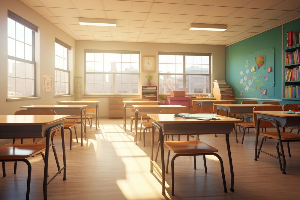 Classroom architecture furniture building.