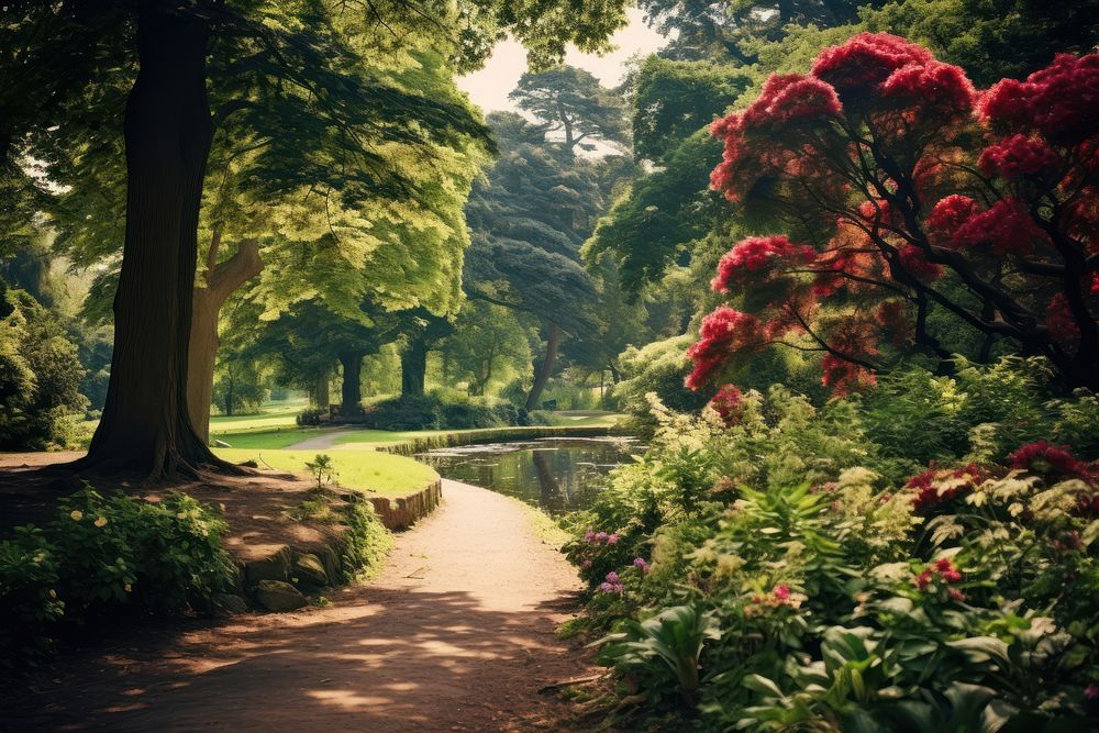 Peaceful park landscape outdoors woodland. 