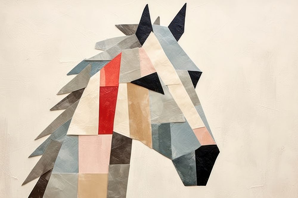 Horse painting collage art. 