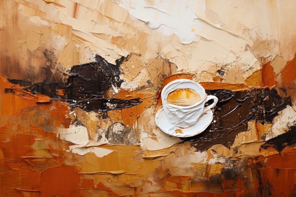 Coffee painting coffee saucer. 