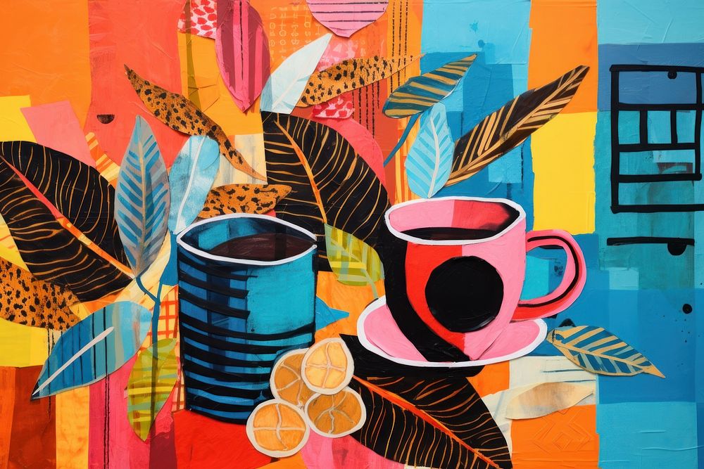 Coffee painting collage art. AI generated Image by rawpixel.