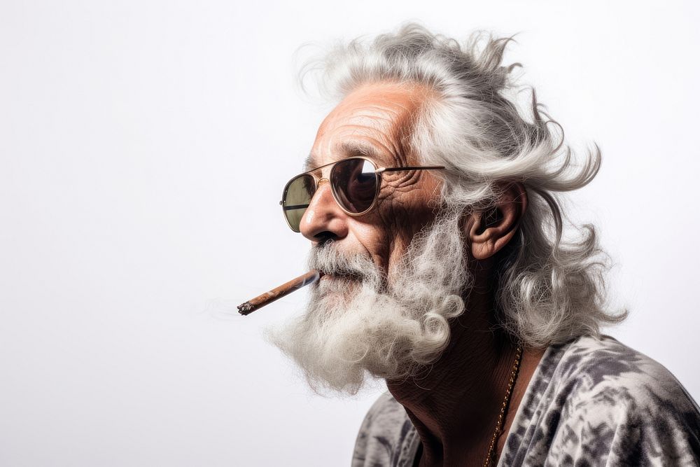 Grandpa smoking marijuana photography portrait adult. AI generated Image by rawpixel.