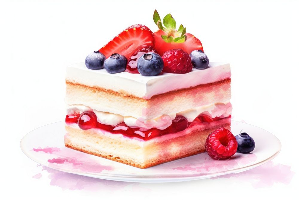 Cute cake strawberry raspberry blueberry. AI generated Image by rawpixel.