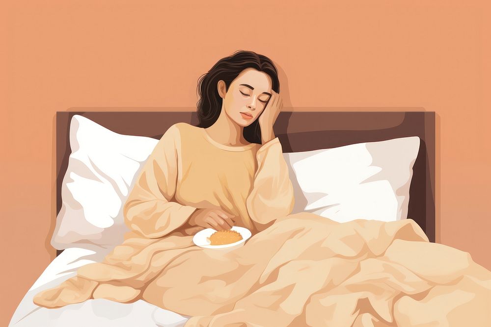 Sick person bed furniture blanket. AI generated Image by rawpixel.