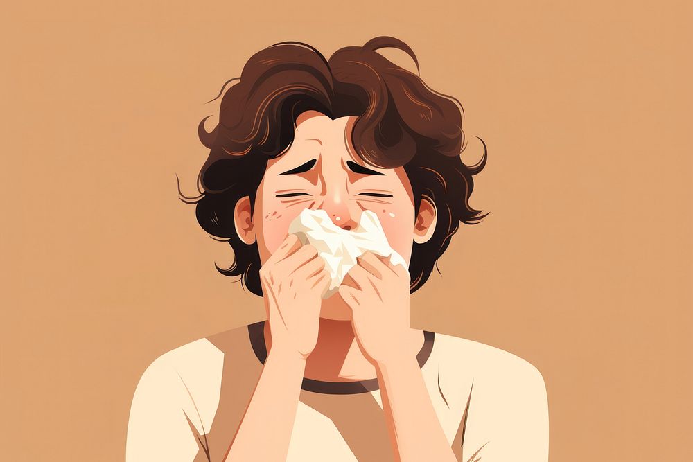 Runny nose boy adult relaxation portrait. AI generated Image by rawpixel.