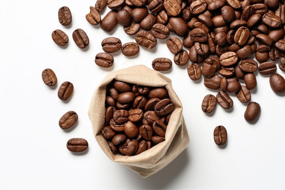 Coffee beans brown white background ingredient. AI generated Image by rawpixel.