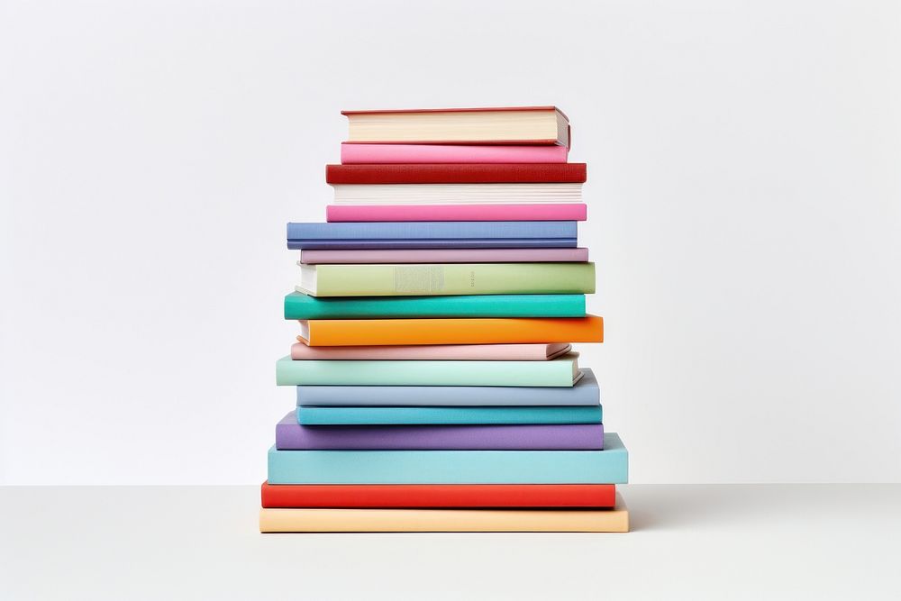 Stacked books publication paper white background. AI generated Image by rawpixel.