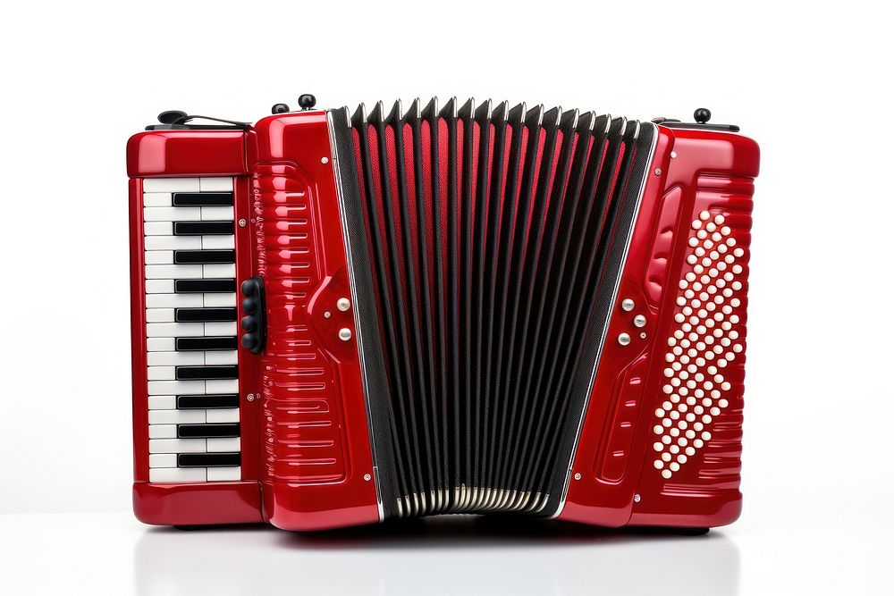 Classical red accordion white background performance technology. 